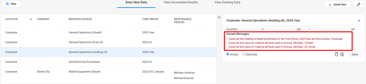 Advanced User Enter New Data Warning