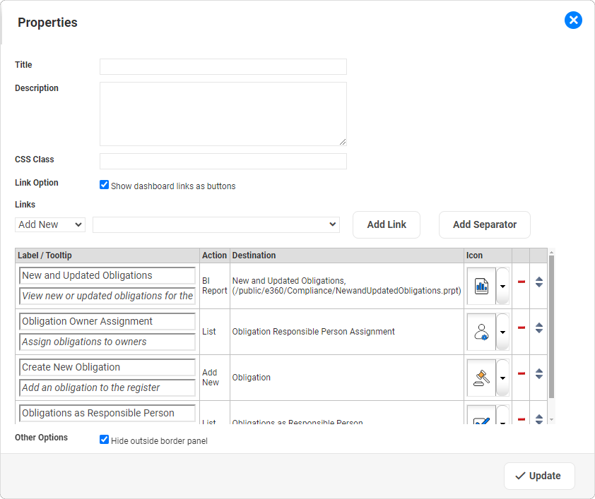 Dashboard Designer - Link Widget_Properties