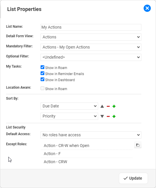 List View Designer - list properties